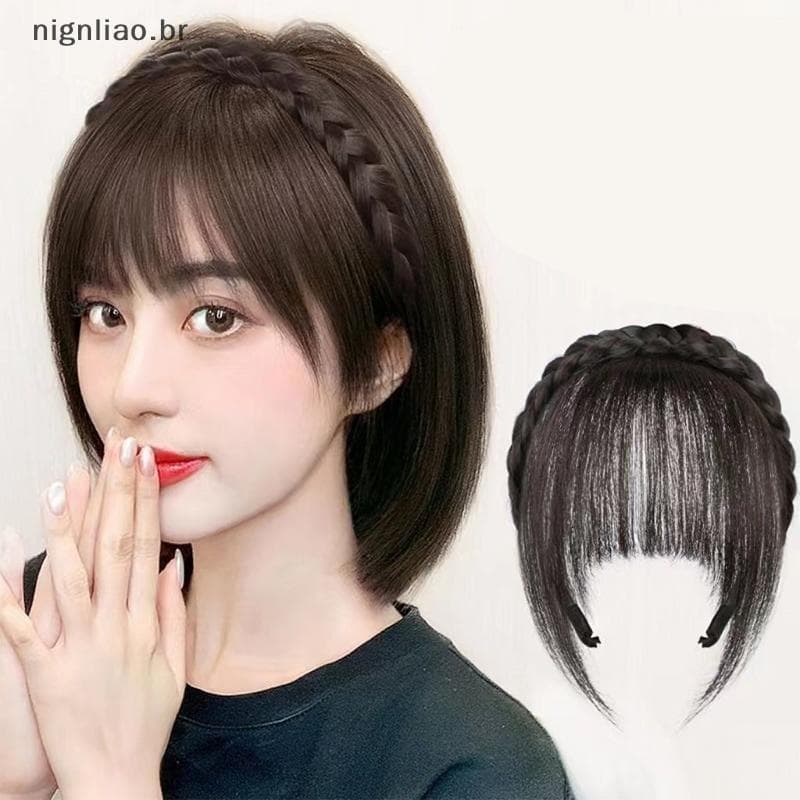 nignliao Peruca Franja De Ar Natural Invisível Reta Sem Costura Testa Falsa Ferramentas De Penteado BR