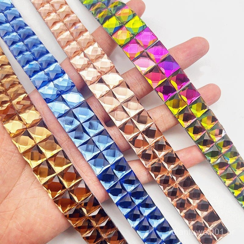 Tiras adesivas de strass de vidro, tiras de strass autoadesivas, tiras de mosaico decorativas de strass, tiras de strass
