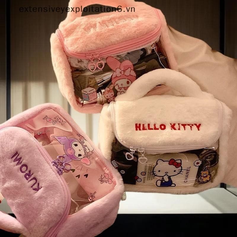 exten Bolsa Cosmética De Pelúcia Fofa De Desenho Animado , De Grande Capacidade Armazenamento Portátil De Alta Qualidade