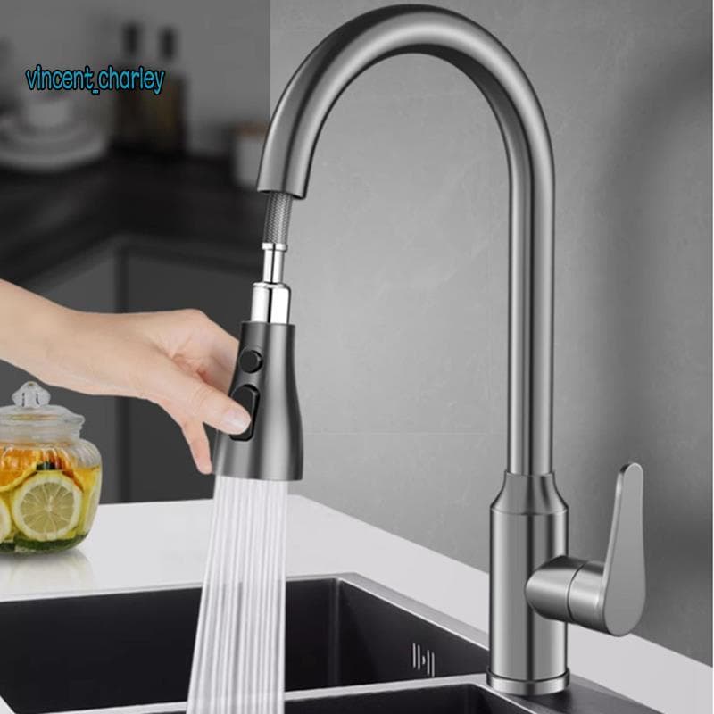 Torneiras De Cozinha Em Aço Inoxidável 304 , Torneira Removível Para Pia , Cabeças Misturadoras Montadas Deck , Quentes