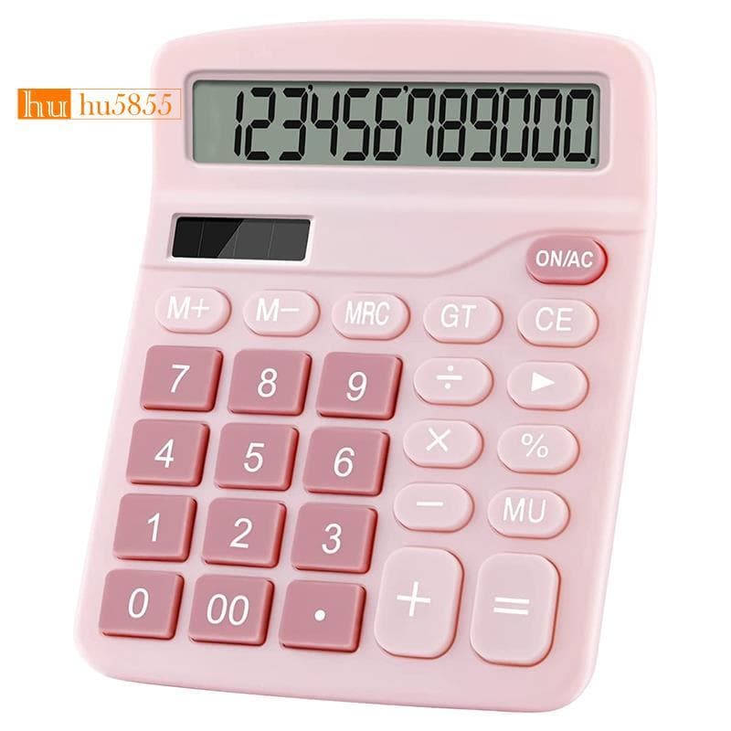 Calculadora Eletrônica De 12 Dígitos Solar De Energia Dupla Mesa Básica Financeira-Rosa