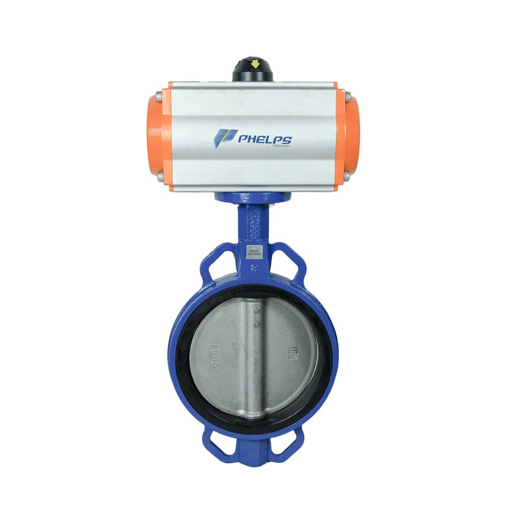 Válvula Borboleta Wafer Pneumática 8 Pol DN200 Disc Inox 304