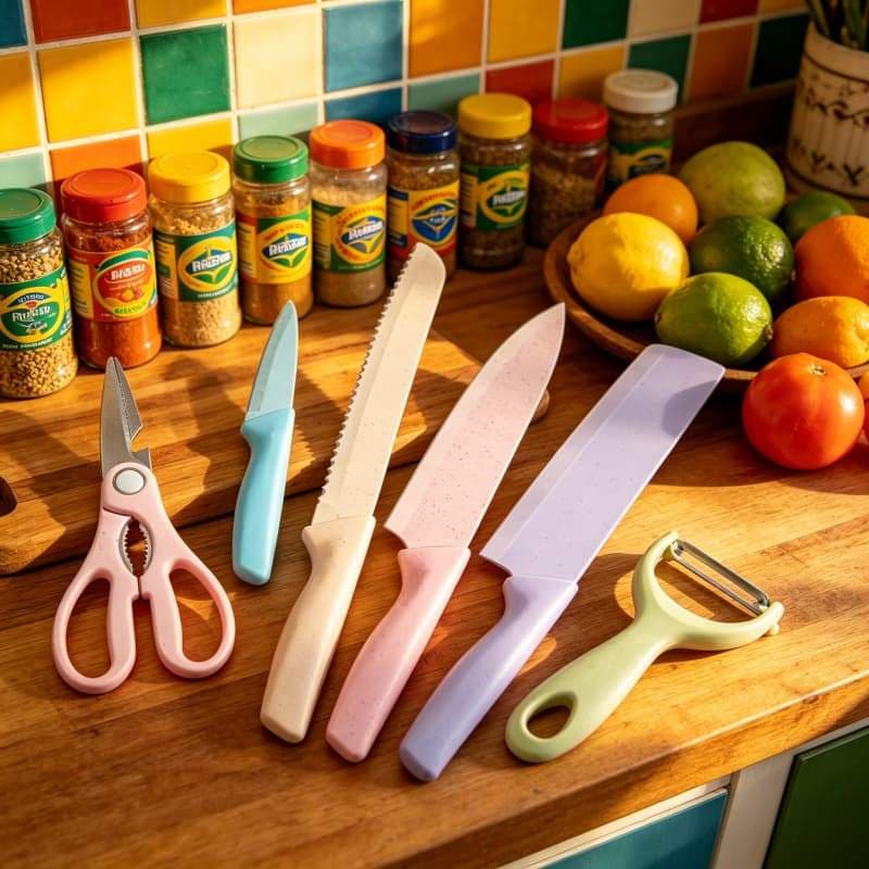 Jogo De Facas Inox 6 Peças Para Churrasco E Cozinha Cutelo Faca Chef Tesoura Culinária Descascador Envio Imediato