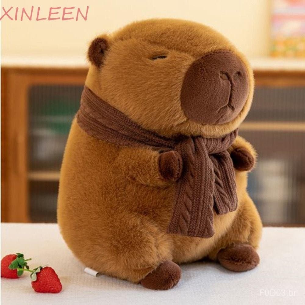 Boneca De Pelúcia De Capivara Com Cachecol XINLEEN , Enfeites De Simulação Macia E Recheada , De Algodão PP