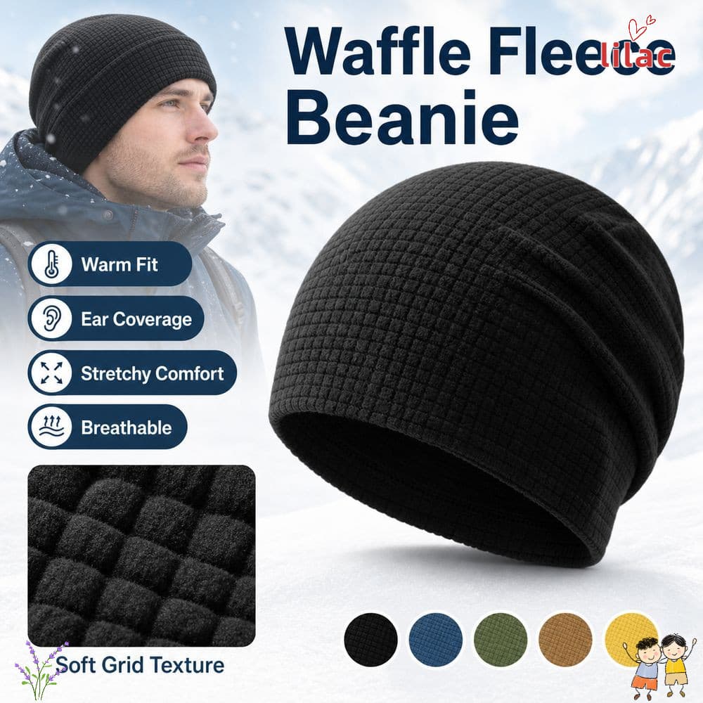 Gorro De Waffle De Lã LILAC , Chapéu De Esqui De Inverno Com Grade Respirável E Elástico , À Prova De Vento Absorção De
