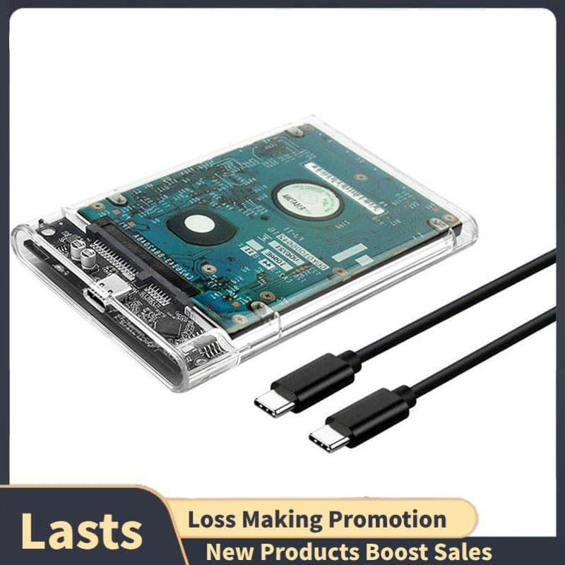 2.5 Polegada HDD SSD Caso SATA Para USB 3.1 Tipo C 4TB Transparente Disco Rígido Externo Habitação Compatível UASP III P