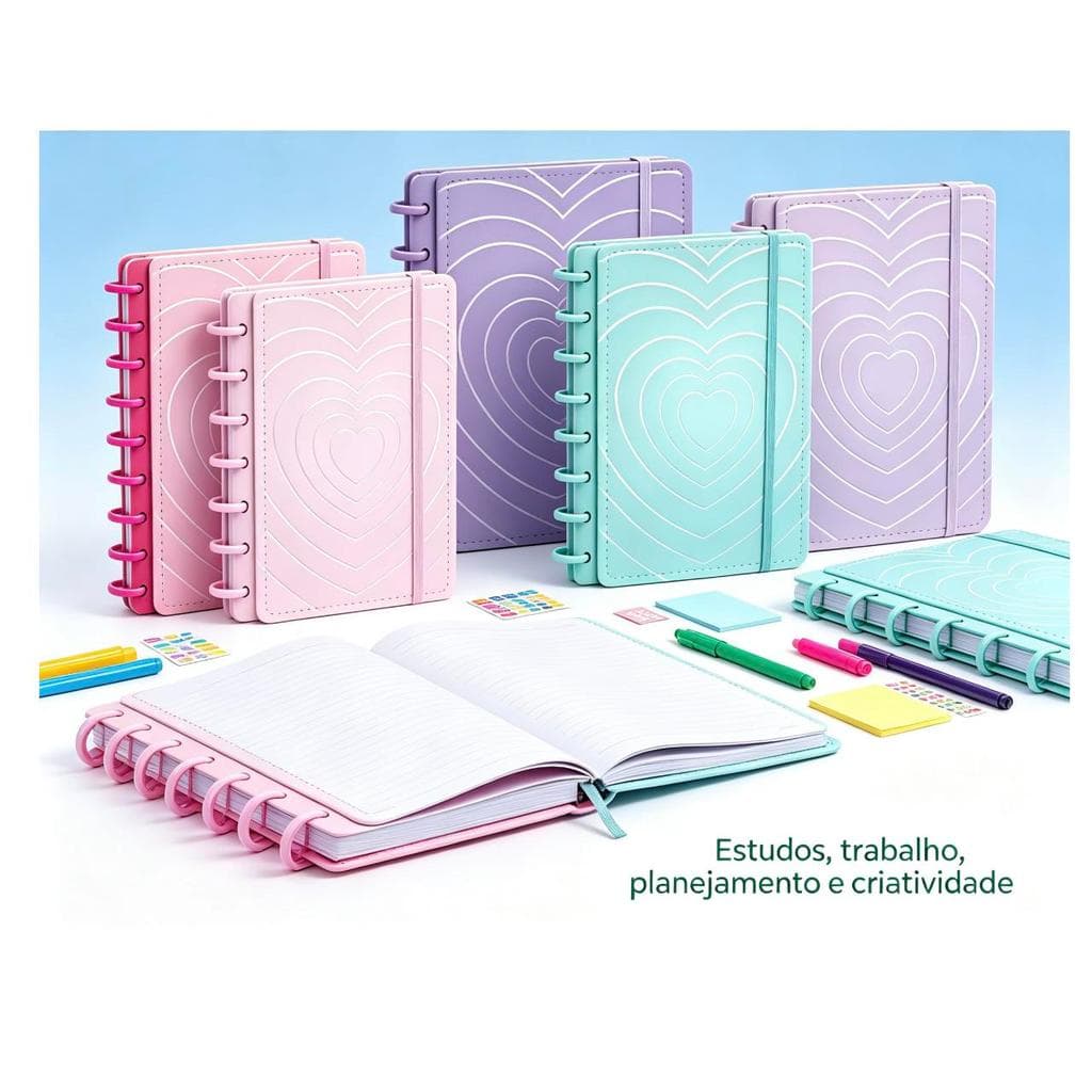 Caderno Inteligente Couro Macio Tamanho Grande 80 PáginasEscritório Escola Organizador de Notas