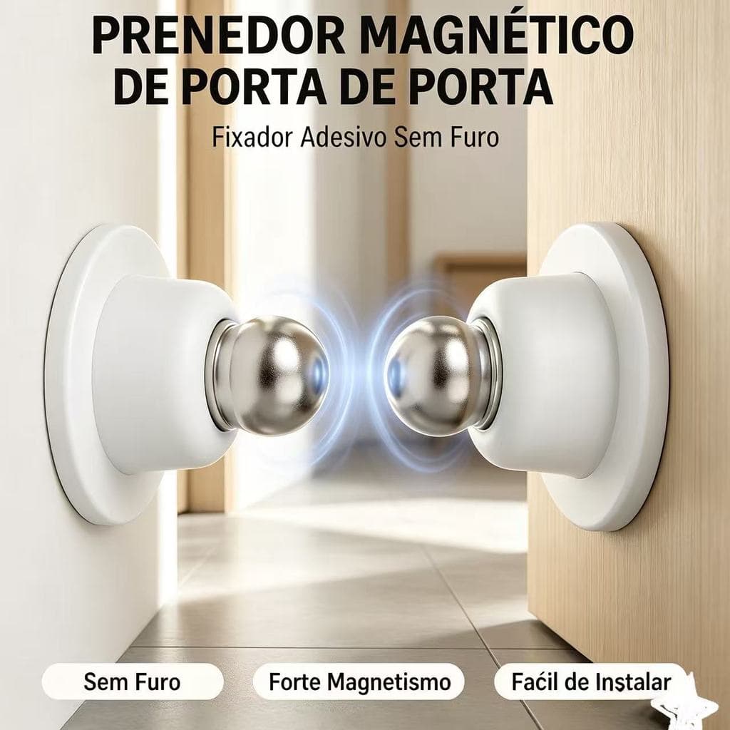 Prendedor Magnético De Porta Adesivo Sem Furo Fixadoraza