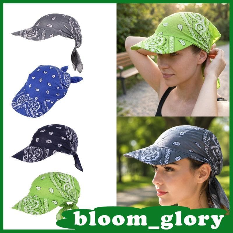 [Bloom_glory] Lenço De Cabeça Bandana Boné Com Turbante E Aba Larga Envoltório De Viseira Solar