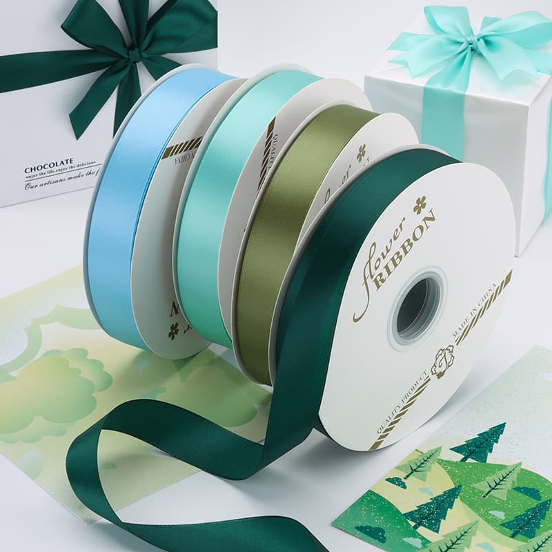 Fita de poliéster de cor sólida de 2,5 cm para embalagem de flores, fita de cetim para presente de bolo, fita decorativa