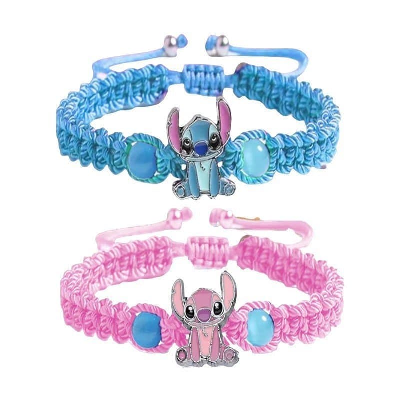 2 Pulseiras de Desenho Animado Disney Stitch para Mulheres, Impressão de Anime Lilo & Stitch, Presente Fofo para Criança
