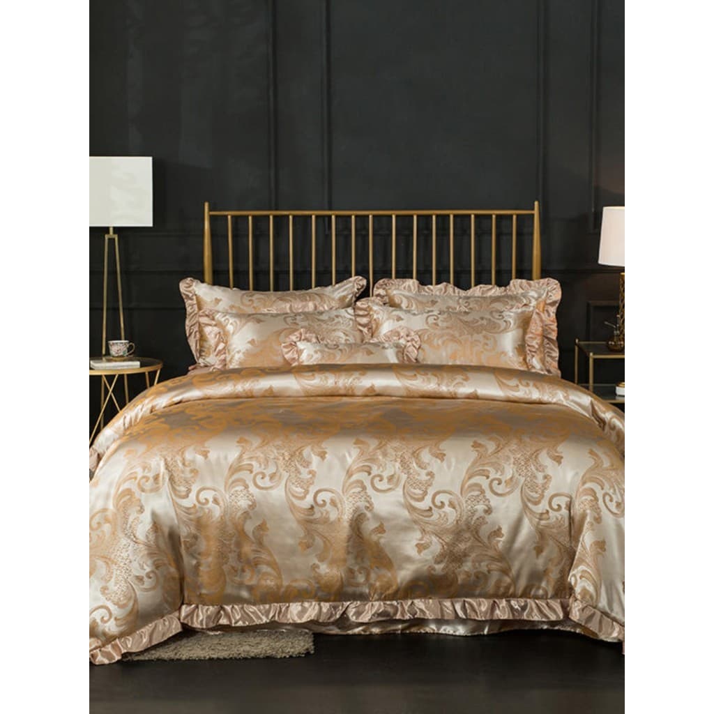 Conjunto de quatro peças Jacquard tributo coreano renda cama saia estilo/lençol estilo casamento mobiliário doméstico 1.