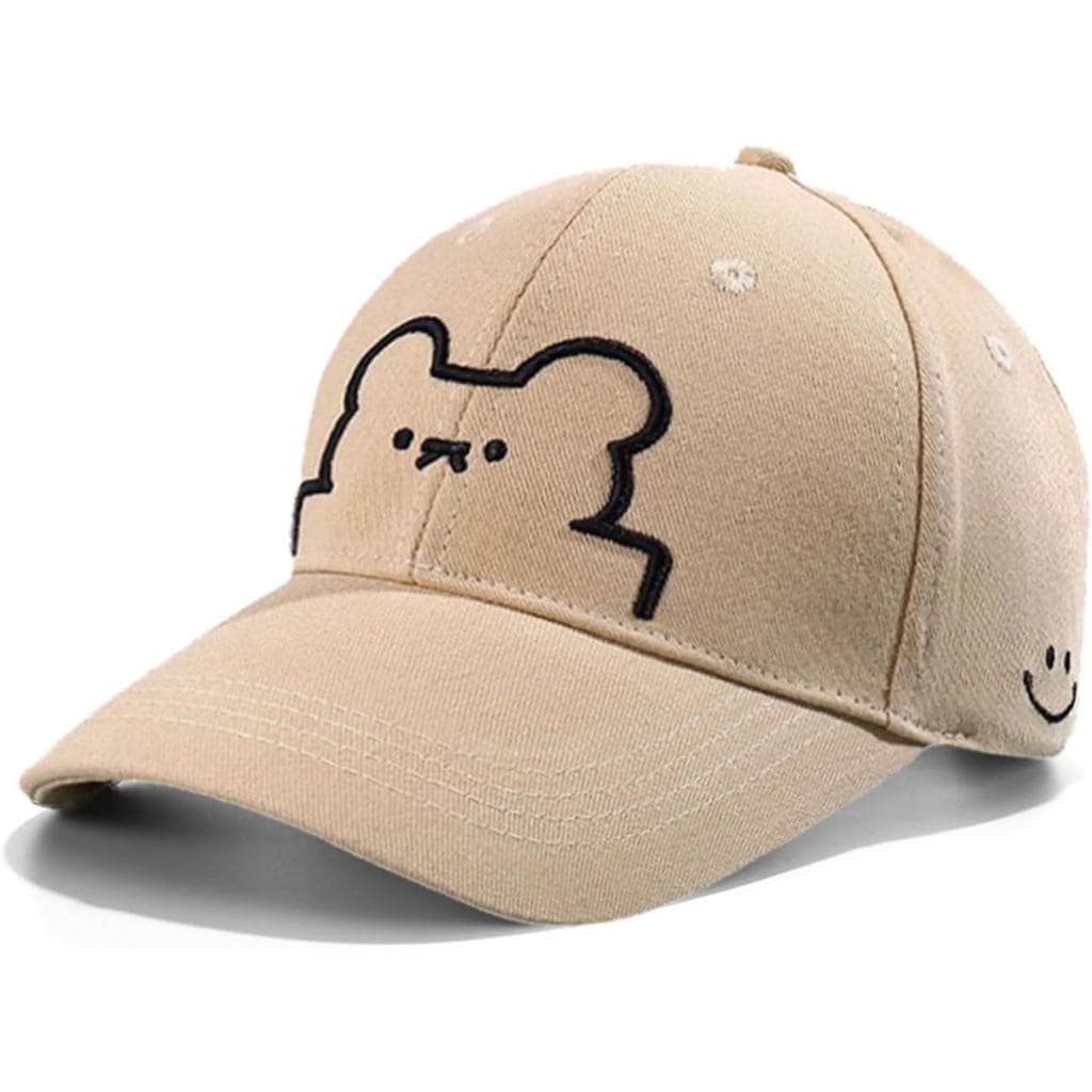 Boné de Beisebol com Urso Bordado Fofo - Boné Estruturado Ajustável para Pais e Mães, Boné Casual Leve e Macio, para Hom