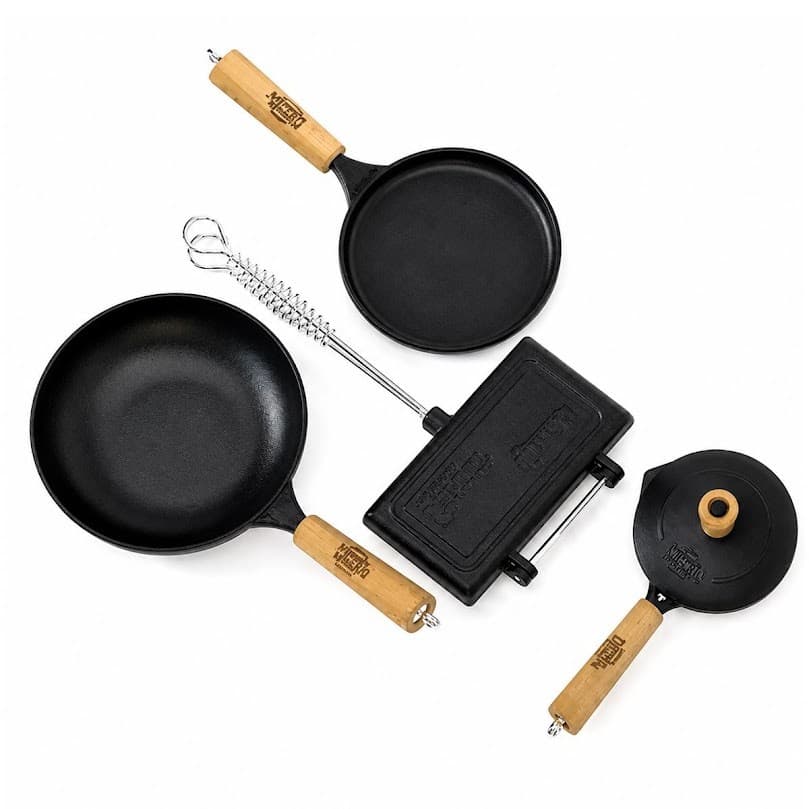 Kit Café da Manha Conjunto 4pcs Ferro Fundido Panela Mineira