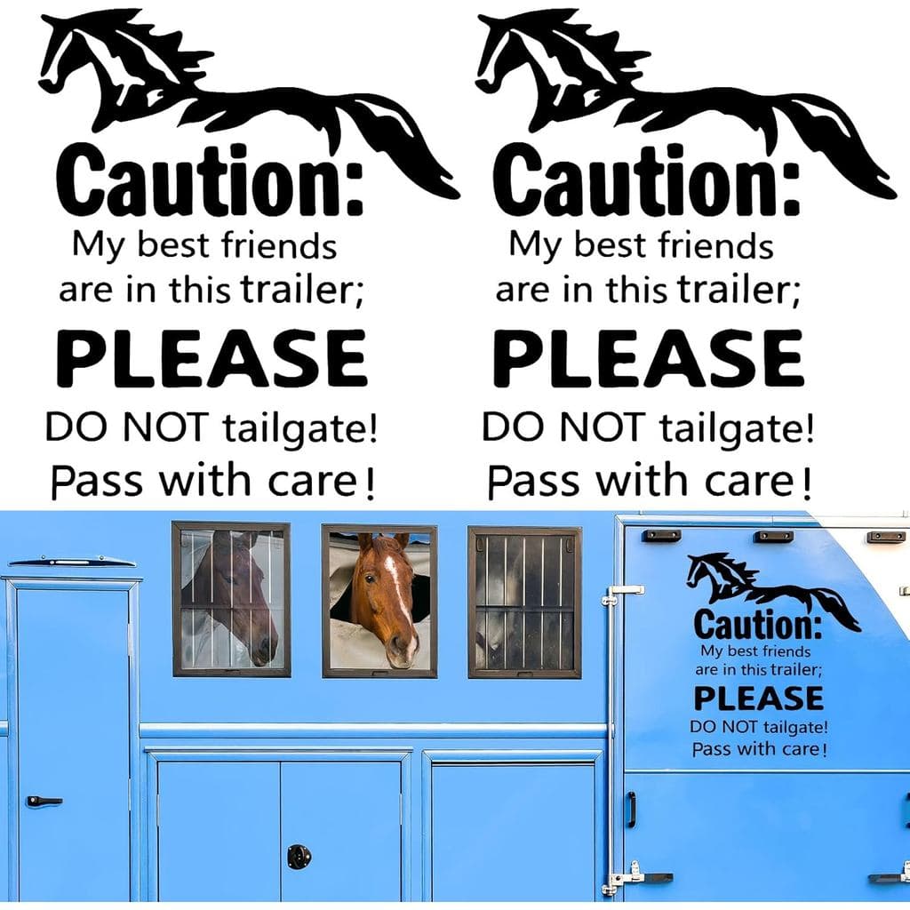 Fuyoooo 2 Adesivos para Reboque de Cavalos 10" x 12" Adesivo de Advertência "Meus Melhores Amigos" Acessórios para Reboq