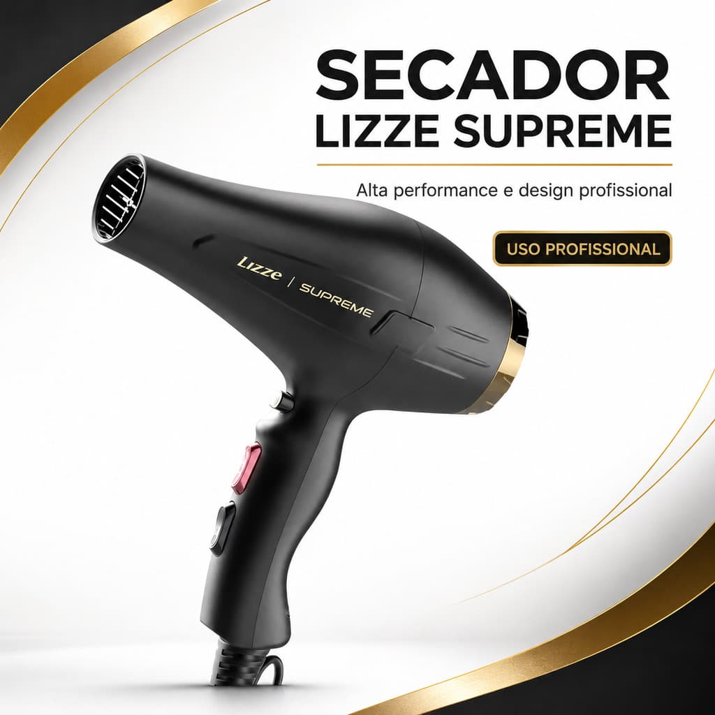 Secador Lizze Extreme Preto e Dourado 127v