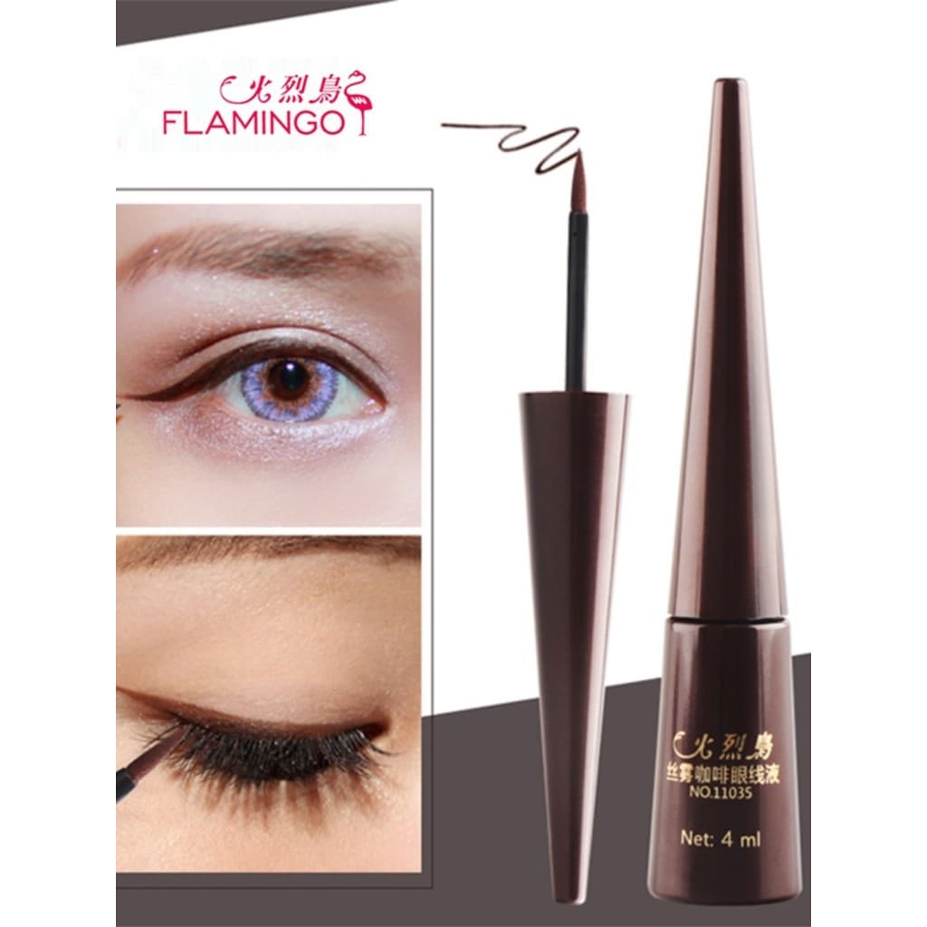 Flamingo Silk Mist Brown Delineador líquido marrom escuro preto duradouro à prova d'água sem manchas delineador de maqui