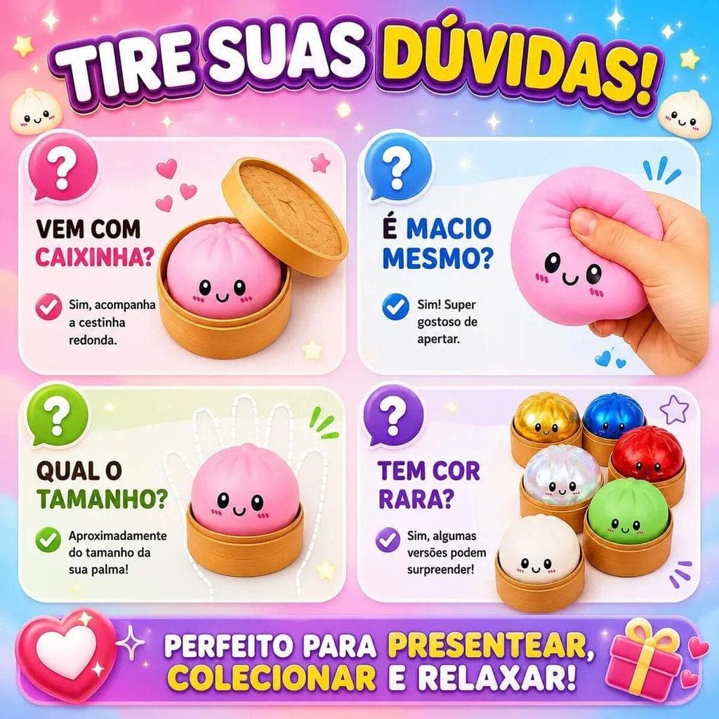 Brinquedo Antiestresse Squishy Dumpling Brilha no Escuro Surpresa
