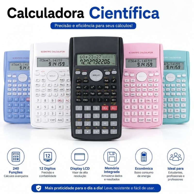 Calculadora Científica Multifuncional Visor Operações Matemáticas Avançadas Funções Trigonométricas