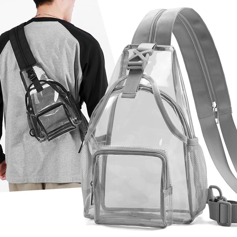 [Recomendado] Bolsa transparente de PVC de dupla utilização multifuncional de corpo cruzado de ombro duplo Bolsa de peit