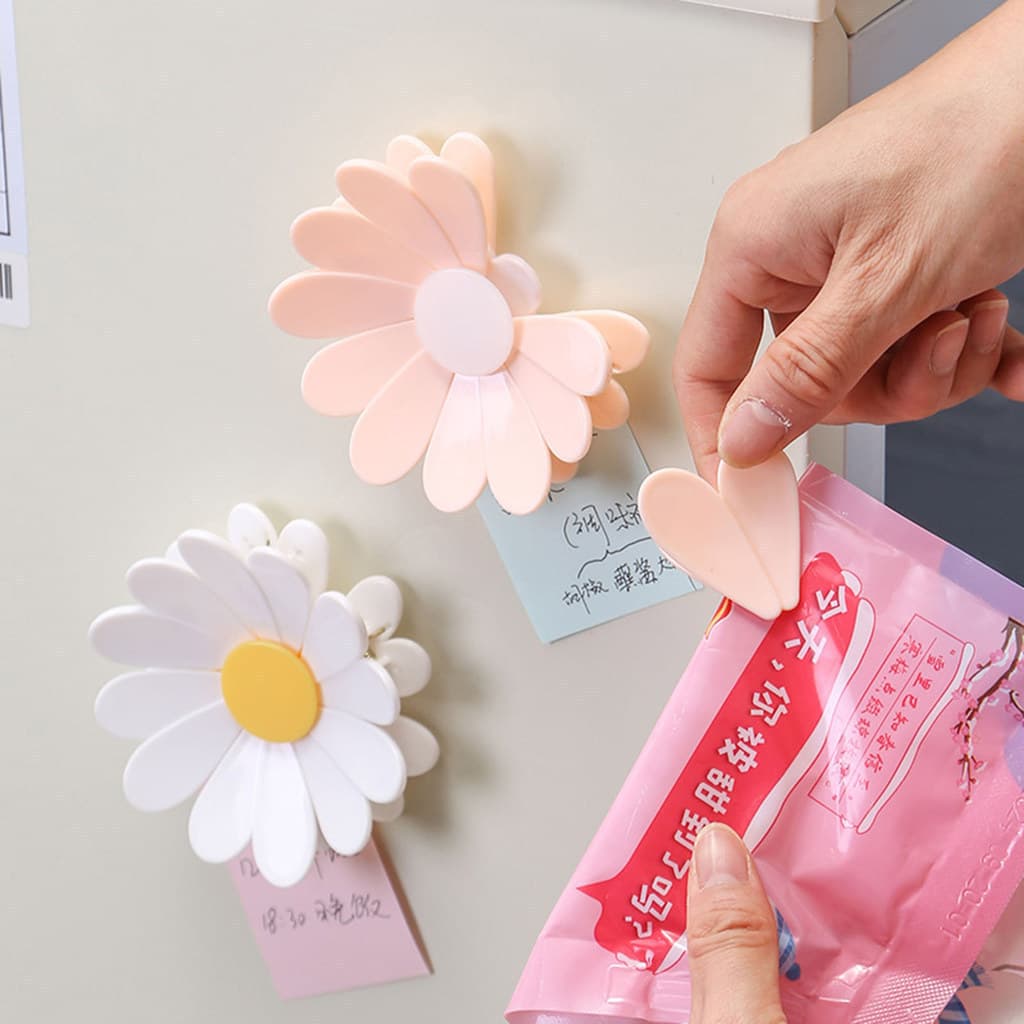 bluehome_ Daisy ic Bag Clips Selador De Alimentos Em Formato De Flor Com Organizador De Geladeira Forte E De Primavera P
