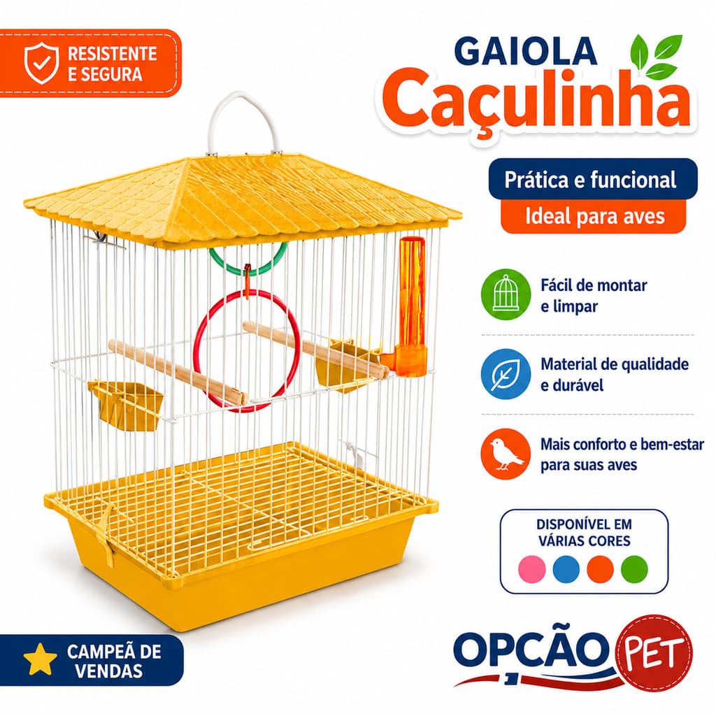 GAIOLA CACULINHA AMARELO - OPÇÃO PET