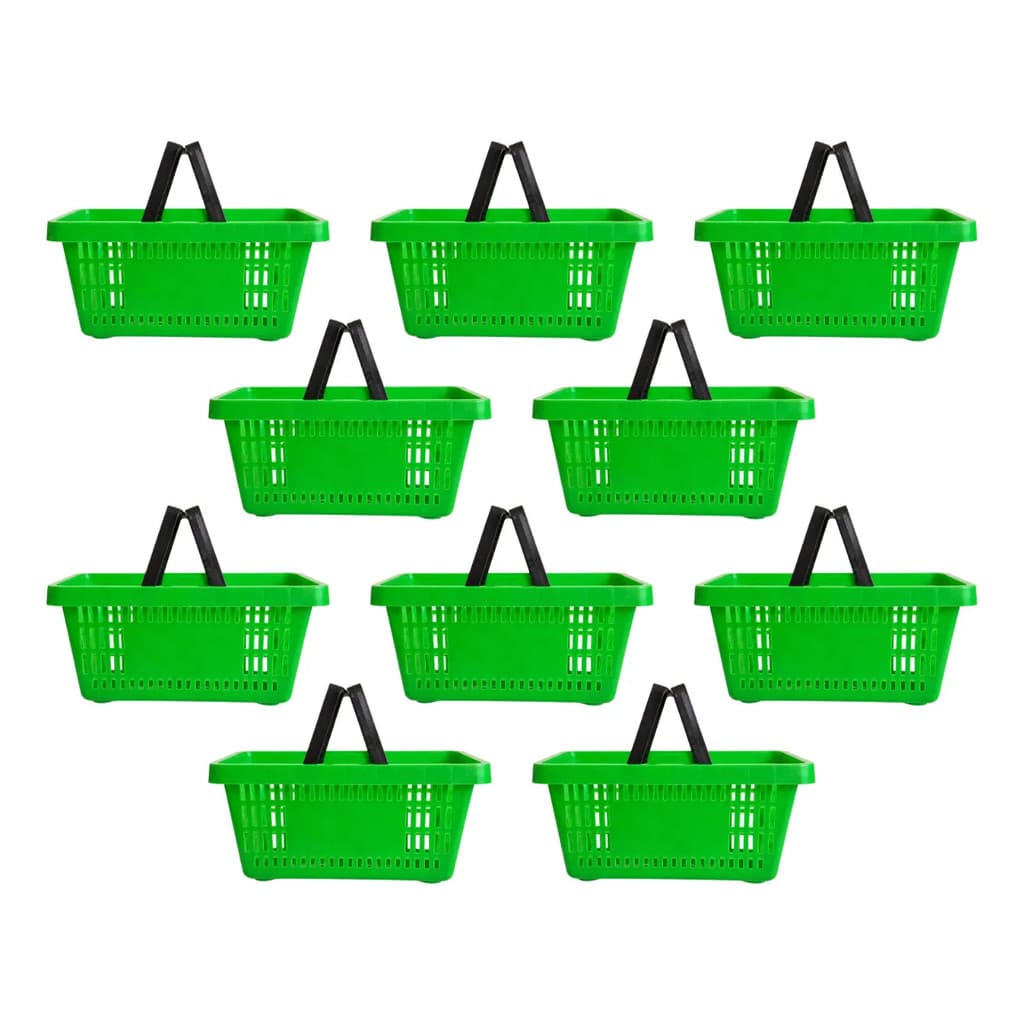 Kit 10 Cestinhas Verde Cestas Plástica Super Mercado Compras