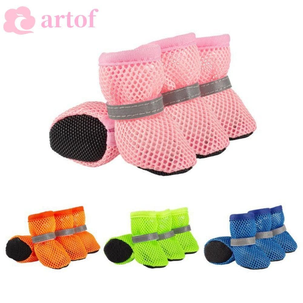 ARTOF 4 Unidades/Conjunto Sapatos De Malha Para Cães , Rede Resistentes Ao Desgaste Reflexivos , Botas Curtas Respirávei