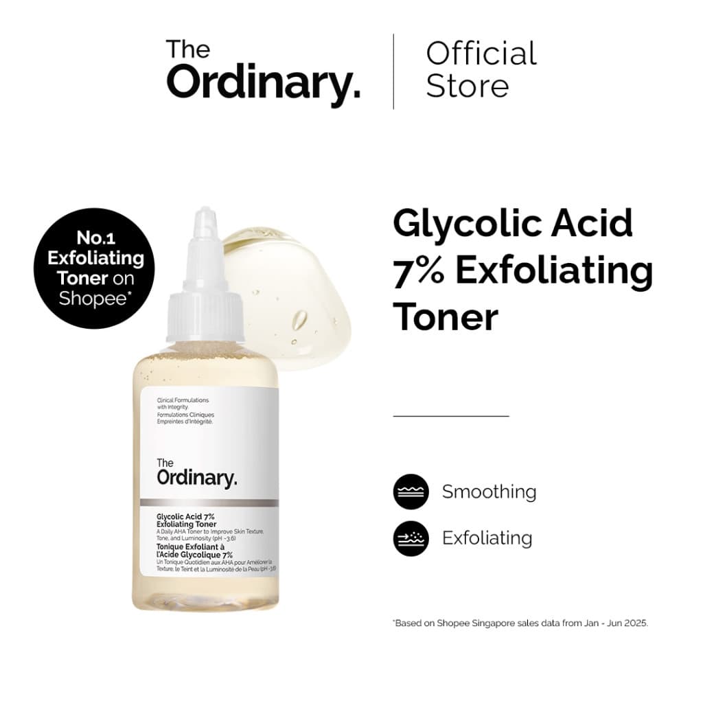 The Ordinary Tônico Esfoliante com Ácido Glicólico 7% - 100mL/240mL |   Pele Lisa, Tônico AHA
