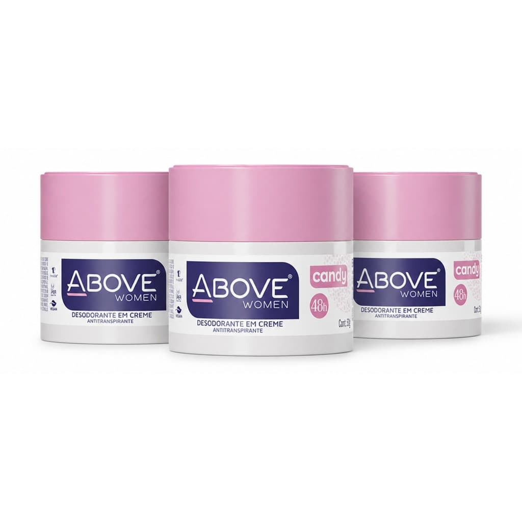 Kit 3 Desodorantes 50ml Creme Feminino Above Proteção 48h