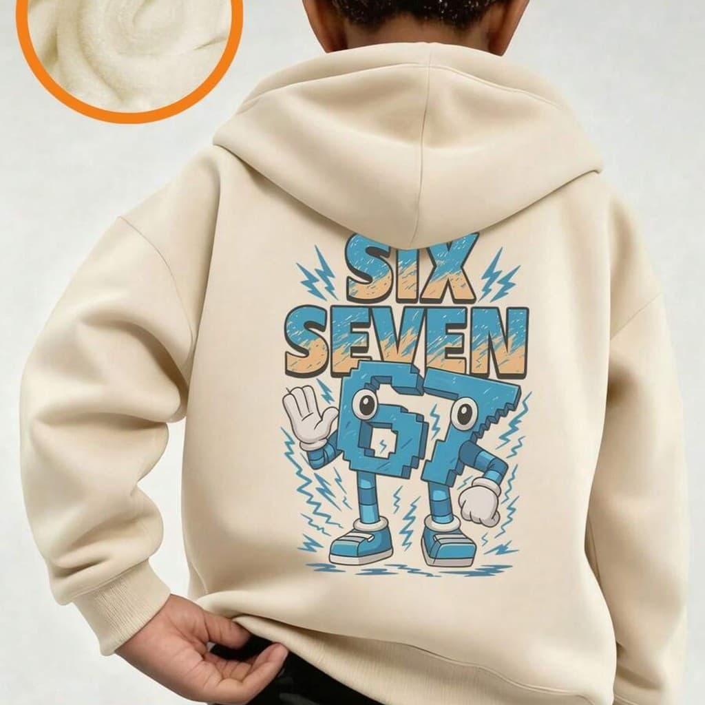 Moletom Gráfico de Forro Polar "67 Meme de Número Engraçado" para Meninos Pré-Adolescentes, Quente e Confortável