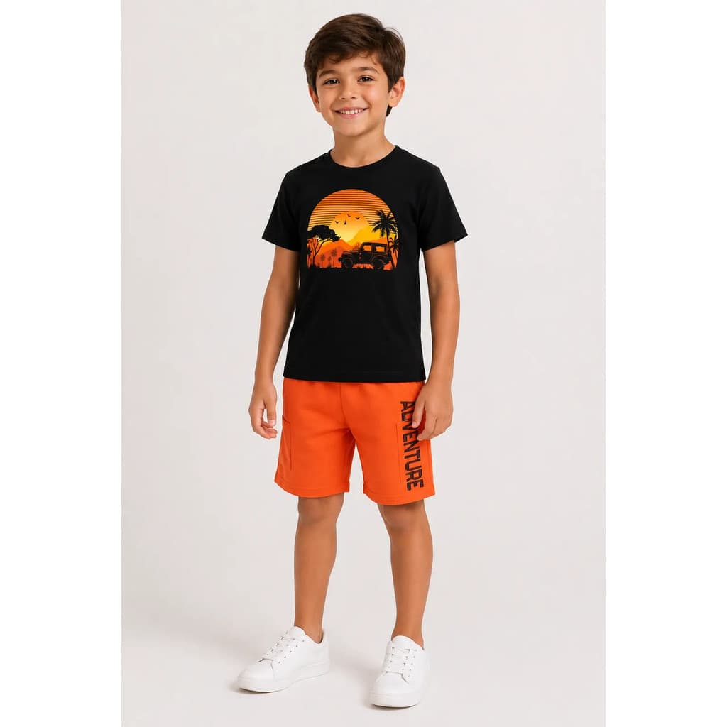 Conjunto Infantil Menino Verao Kyly Camiseta Bermuda Casual