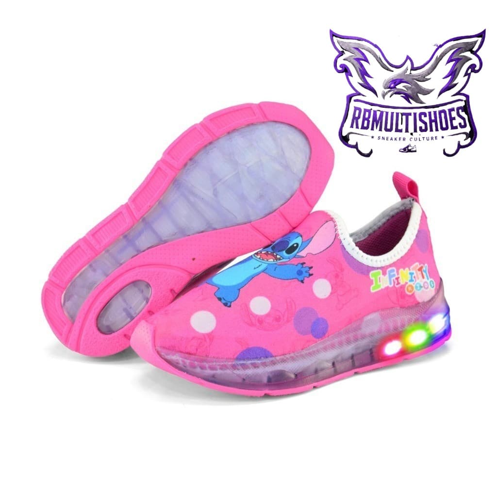 Tênis de Led Infantil Stitch Calce Fácil Meninas Escolar Luzinha Premium Rb 26
