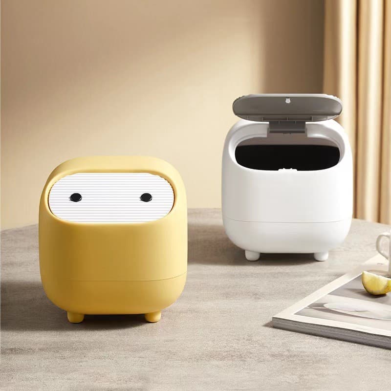 Mini Lata De Lixo De Mesa Ninja Fofa Com Tampa Articulada Balde Interno De Camada Dupla Pequena Lixeira Para Quarto De E