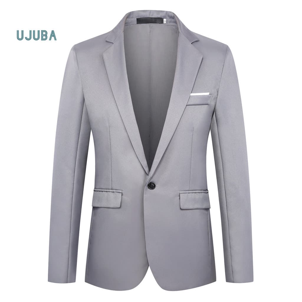 Ujb Moda Masculina Cor Sólida Manga Comprida Lapela Slim Fit Blazer Terno Casaco Outwear