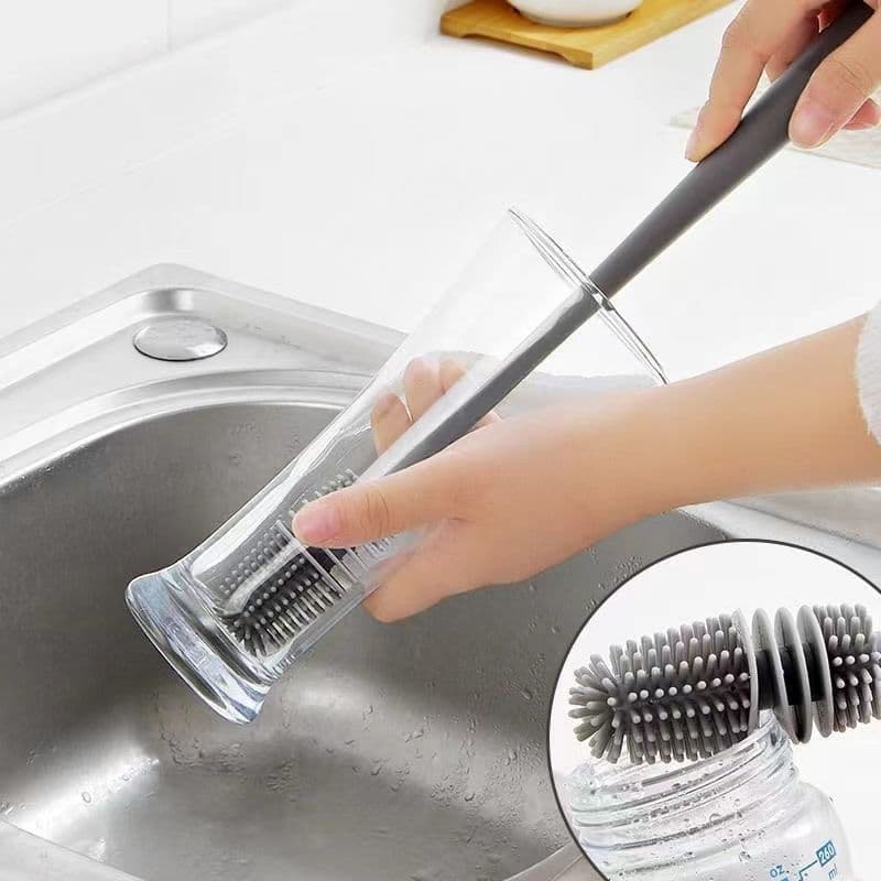 Escova de limpeza multifuncional copo lavagem rotativa copo escova cerdas duras Silicone escova macia alça longa lacuna