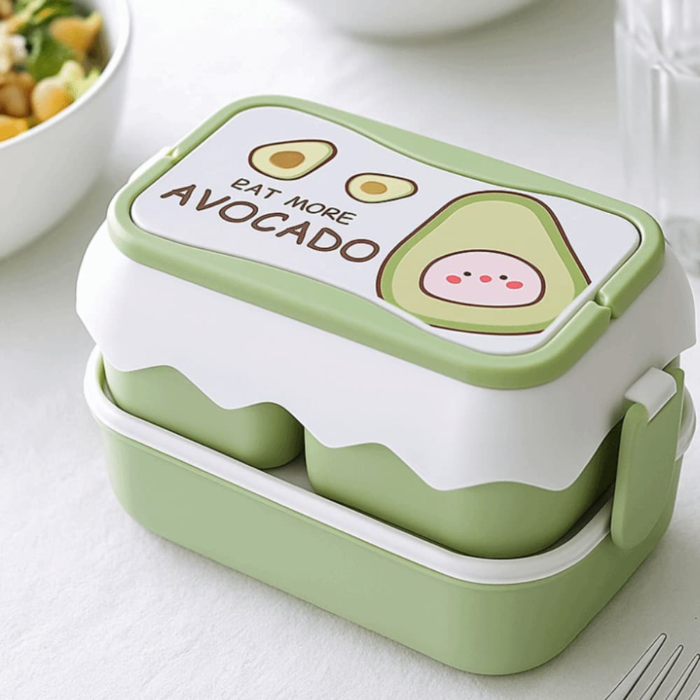 Lancheira De Desenho Animado , Plástico Com Padrão De Frutas De Camada Dupla Compartimento Dividido À Prova De Quedas