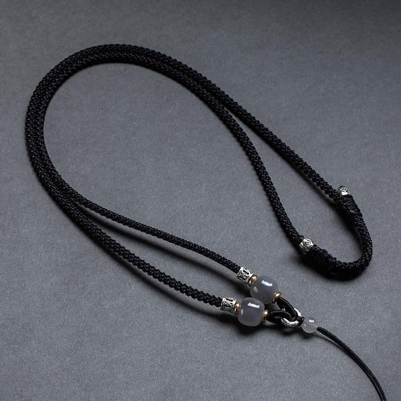Flor Natural pingente Hetian jade cordão mão-tecido colar corda Pixiu Guanyin jade pendurado pescoço corda das mulheres