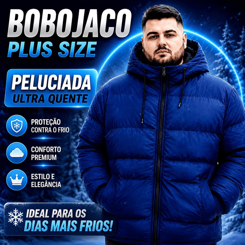 Jaqueta Bobojaco Plus Size Masculina Impermeável Capuz Removível Blusa Frio Tamanho Grande G1 G2 G3 G4 G5 Forro Pelúcia