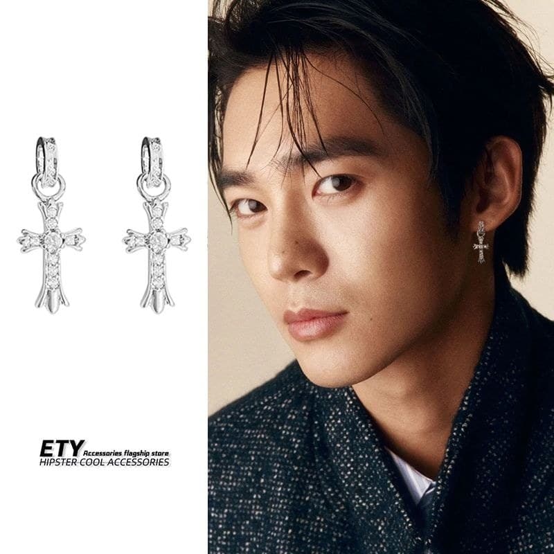 ETY nicho cruz brincos Design masculino High-End temperamento brincos indústria pesada masculino