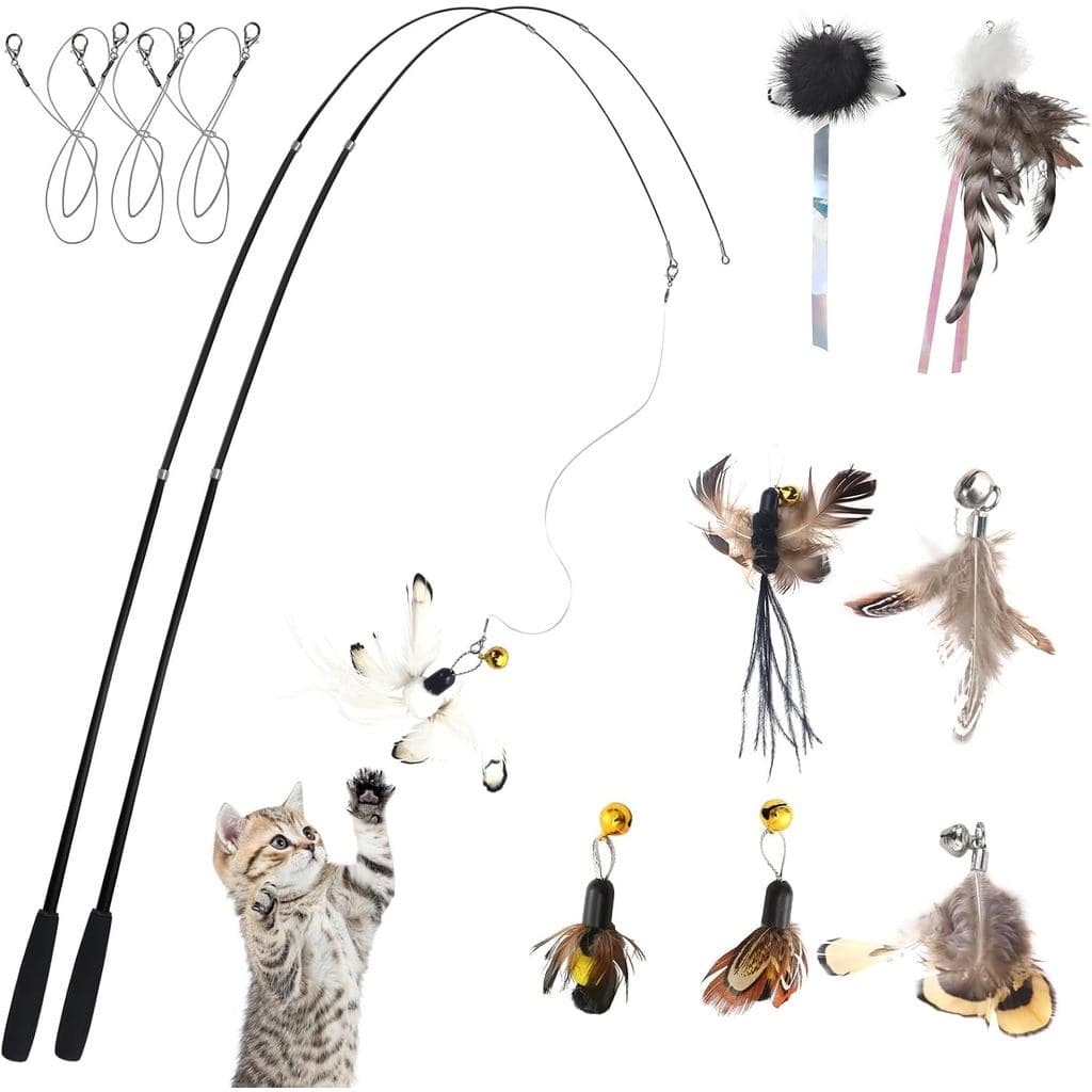 LELE LIFE Varinha de Brinquedo para Gatos Ultra Longa de 70'' para Diversão Total, Brinquedos Interativos para Gatos de
