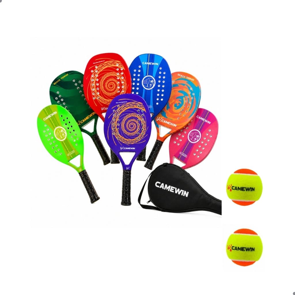 Kit 2 Raquetes Beach Tennis Camewin Carbono + 2 Bolinhas