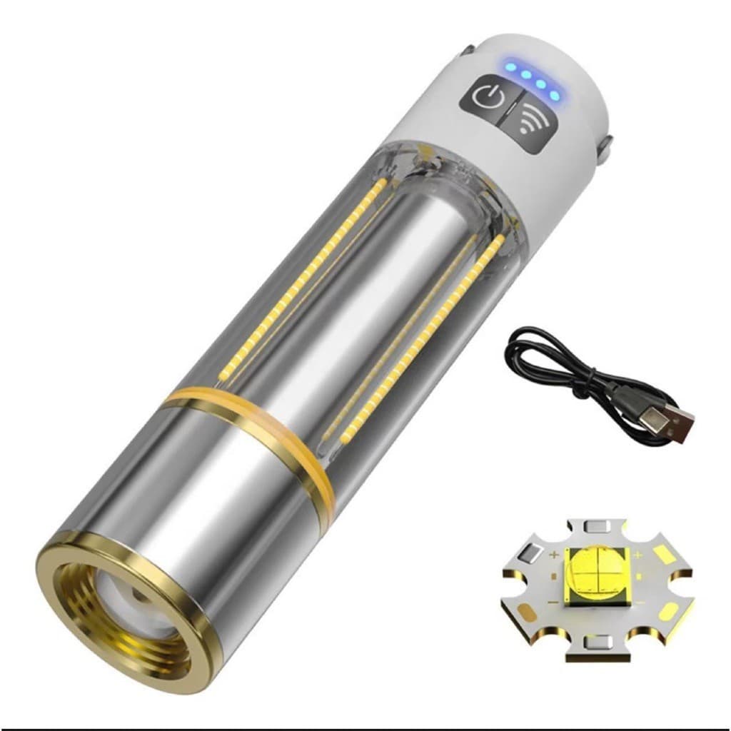 Lanterna De Acampamento Portátil Powerbank Led Magnetic Zoomable Brilhante Recarregavel Prova  d,agua