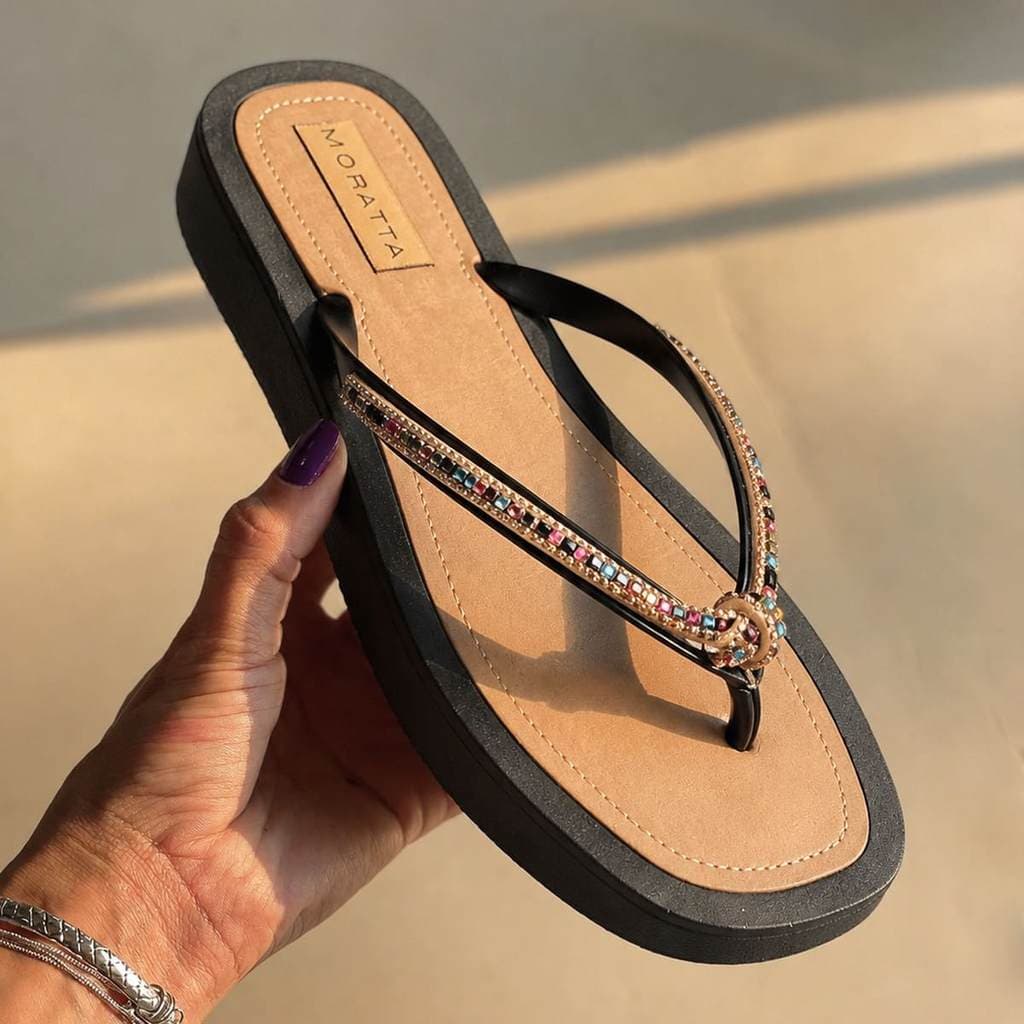 Tamanco Feminino Strass Pedraria Plataforma Chinelo Sola Alta Confortável Macio Anatômico
