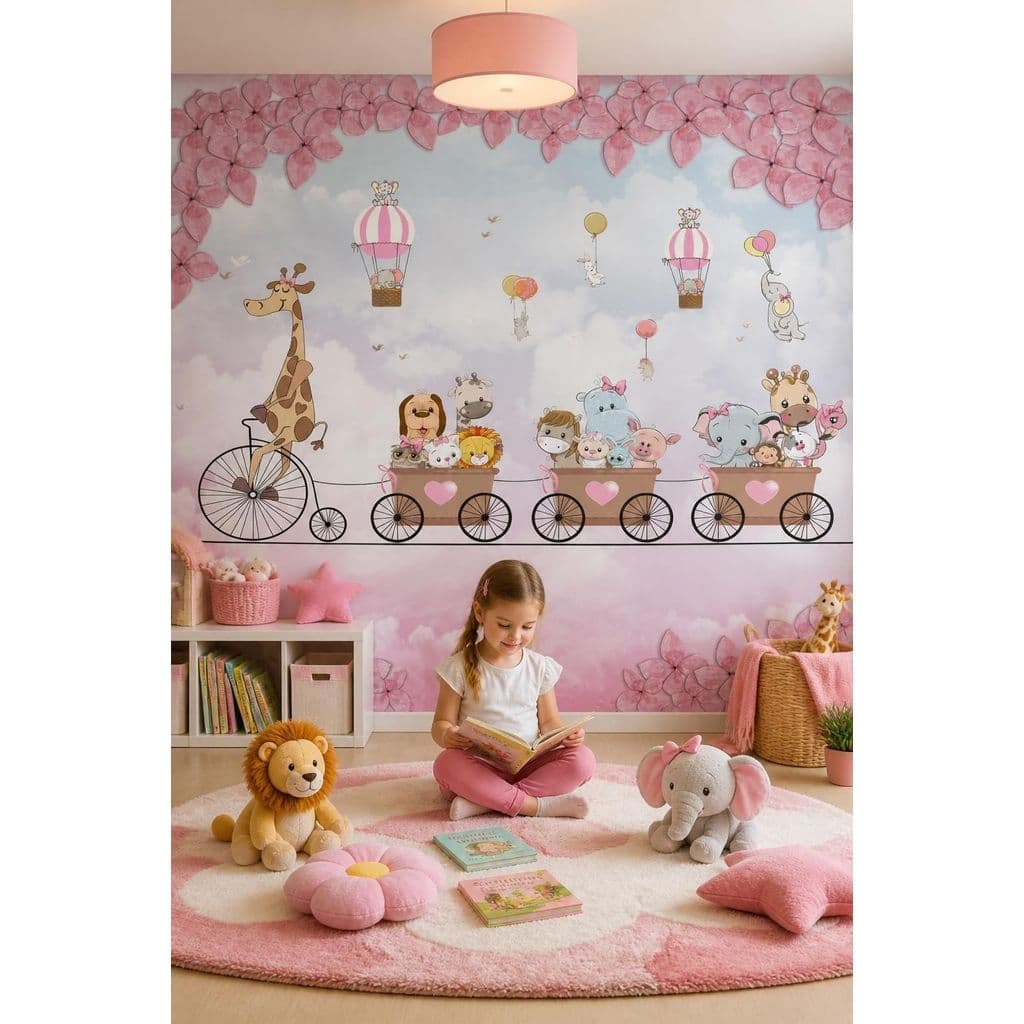 Papel de Parede Infantil Animais e Bicicletas AL 18
