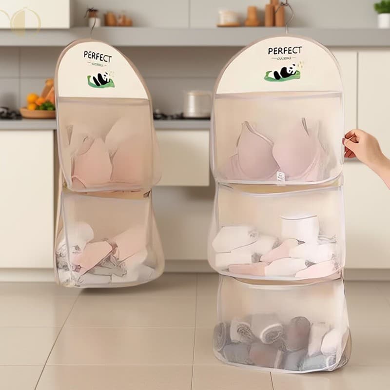 Saco De Armazenamento De Roupas Íntimas De Malha Respirável-Organizador De Suspensão De Parede Para Armário De Brinquedo