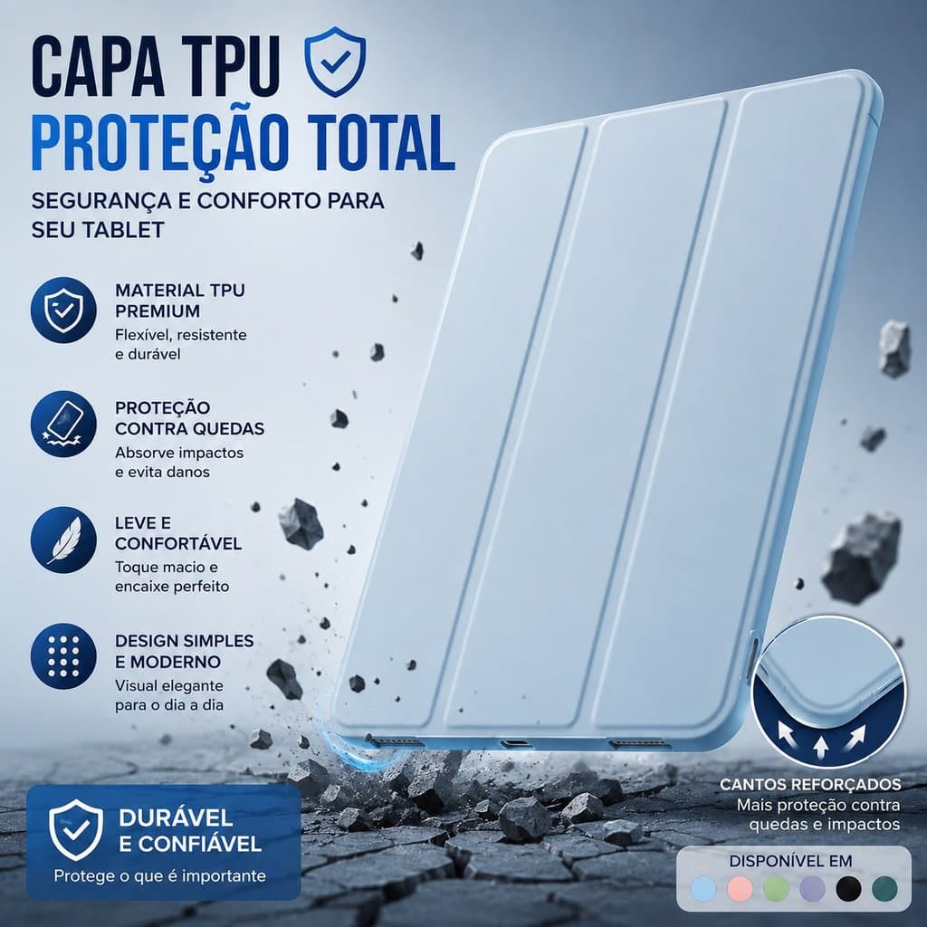 Capa capinha magnetico inteligente com slot de canetas compativel ipad 10/iPad 11 10.9pol（2022 e 2025）A2757/A2777/A3354