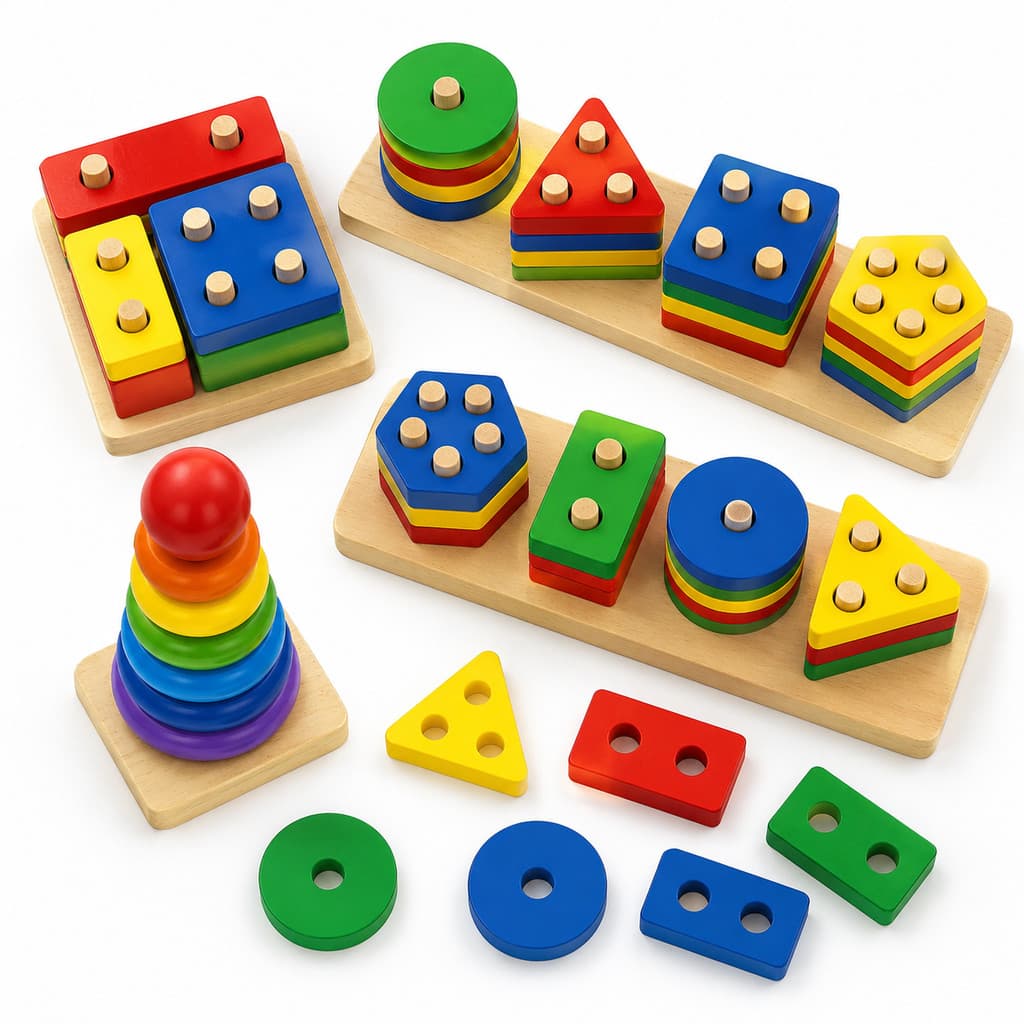 Brinquedo Educativo Pedagógico Infantil Madeira Encaixe Formas Geométricas MDF Coordenação Motora