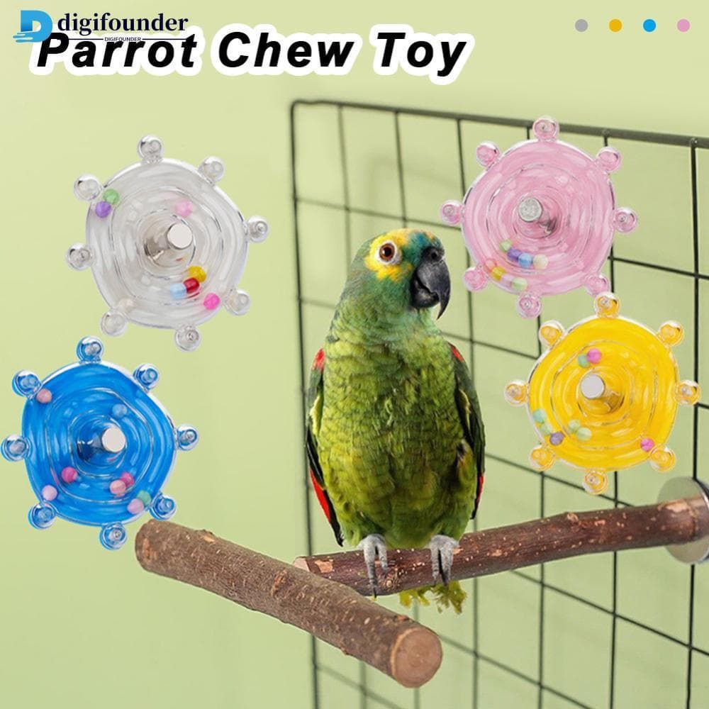 DGF Colorido Papagaio Plástico Subir Mordida Mastigar Brinquedo Disco Voador Rotação Diversão Pássaros Gaiola Decoração