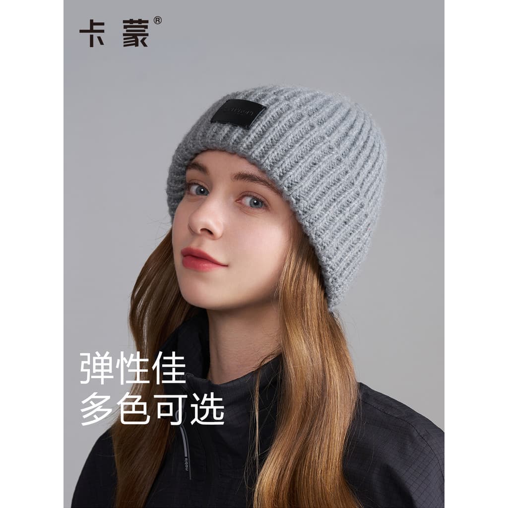 Camon moda chapéu frio feminino 2025 outono inverno novo estilo cor sólida chapéu de malha estilo japonês chapéu de lã s